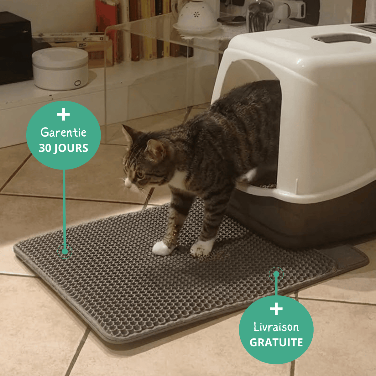 Tapis de Litière Double Couche Chatonia — Zéro grain dans la maison