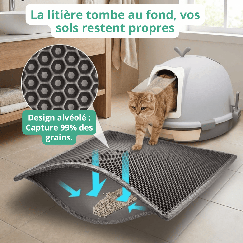 Tapis de Litière Double Couche Chatonia — Zéro grain dans la maison