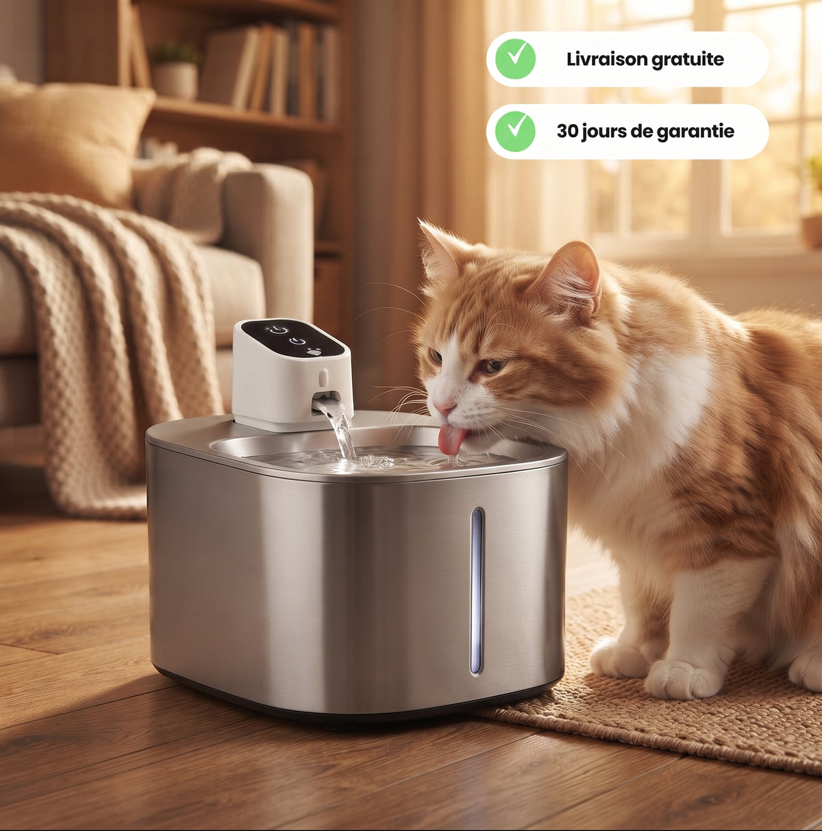 Fontaine Sans Fil 4 L Inox Chatonia — Premium